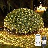 Liyade Lichternetz Außen, 2x2m 144 LED Lichterkette Außen Netz Warmweiß...
