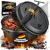 BBQ BEN eingebranntes Dutch Oven Set 9 Liter - Schmortopf aus massiven...