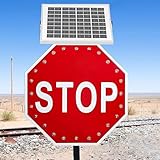 XUXIAO 24' Solar-Stoppschild, Aluminium-Verkehrsschilder, blinkende...