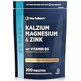 Kalzium Hochdosiert Komplex mit Vitamin D3 Zink | 200 Kalzium Tabletten |...