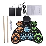 Elektronischer Drum Set, Roll-up-Drum Pads 9 Pads Unterstützt Midi...