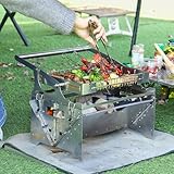 Tragbarer Camping-Holzkohlegrill für den Außenbereich, mit Wendekorb,...