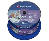 Verbatim DVD+R Wide Inkjet Printable 4.7GB, 50er Pack Spindel, DVD Rohlinge...