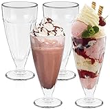 HEFTMAN Eisbecher Glas - 4er Set Hohe 350 ml Eisbecher Glas Set mit Retro,...