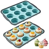 2 Stück Muffin Backform für 12 Muffins, Silikon Backform,...
