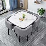 5-teiliges rundes Konferenztisch-Set mit 4 Stühlen, 90 cm Esstisch und...