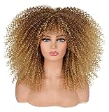 ISAMY Lange lockige Perücken für Schwarze Frauen Afro Bomb Curly Perücke...