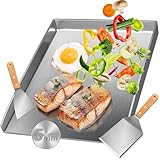 Camxon Universelle Edelstahl Plancha Grillplatte 40.5×31CM mit 5MM...
