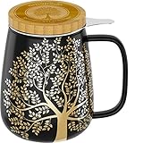 amapodo Teetasse mit Deckel und Sieb - 600ml Porzellan Tee Tasse groß -...