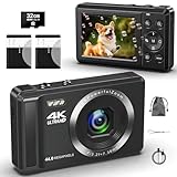 4K Digitalkamera Fotoapparat 32G Karte 44MP Fotokamera Kompaktkamera für...