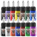HAWINK Tattoo Farbe Set 0.5oz (15ml) 14 Flaschen Tinten Tattoo Zubehör Ink...