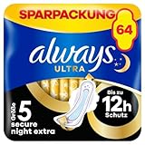 Always Ultra Binden Damen Gr. 5, Secure Night Extra, 64 Damenbinden mit...