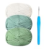 Häkelgarn Baumwolle Häkelwolle Chenille Wolle zum Häkeln 3 x 50g...