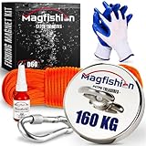 Magfishion - Magnetfischen Set – 160 kg - Ø60mm - Neodym Magnet -...