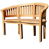 ALEOS. Teak Bananenbank Gartenbank Parkbank Sitzbank 2-Sitzer Bank 120cm...