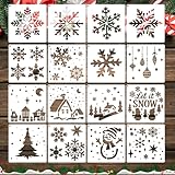 CUVZORA 16 Stück Weihnachten Schablonen Schneeflocken Set,...