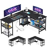 ODK Gaming Schreibtisch L-Form mit Reversibler Anordnung, Schreibtisch mit...