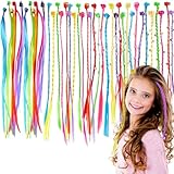 LUFFLOK 42 Stück Bunte Haarsträhnen Kinder mit Haarclips,...