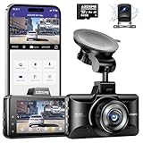 AZDOME Dashcam Auto Vorne Hinten 4K+1080P, 4K WiFi Dash Cam mit 64GB SD...