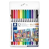 STAEDTLER 3200 Doppelfasermaler, zwei Spitzen für schmale und breite...