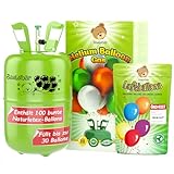 Helium Gasflasche + 100 Luftballons ÖKO-TEST 'SEHR GUT' • für ca. 30...