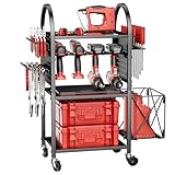 Werkzeugwagen mit Rädern, 4-stufiges Werkzeugregal für hohe Belastbarkeit...