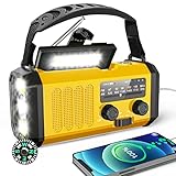 10000mAh Kurbelradio, BIAOQINBO AM/FM Solar Radio 3 Lademethoden 6 in 1...