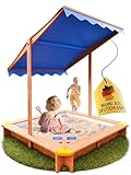 FRIEDO - Sandkasten mit Dach (UV80+) & Matschküche 140x140 cm - Sandkiste...