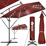 tillvex® Alu Sonnenschirm Rechteckig Ø 330 cm mit LED Solar + Abdeckung...