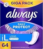 Always Daily Protect Slipeinlagen Damen Long (64 Binden), Gigapack, ohne...