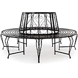 Casaria® Gartenbank Sitzbank Ø160cm Metall Pulverbeschichtet Wetterfest...