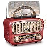 PRUNUS J-180 AM/FM/SW Retro Radio mit Bluetooth 5.0, Nostalgie Radio Klein...