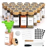 MallCreaty 24er Gewürzgläser Eckig Bambusdeckel,Gewürzdosen Set Glas,120...