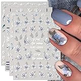 JMEOWIO 3D Nagelsticker Frühling Blume Nail Art Sticker Selbstklebend...