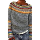 JIABAOZ Norweger Pullover Damen Kaschmir, Eleganter Bunter Strickpullover,...