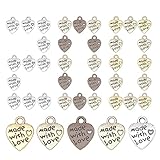 JOCXZI Antik Metall Herz Anhänger Charms - 200Pcs Herzanhänger Basteln...