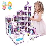 deAO Puppenhaus– 5-stöckiges DIY Riesiges Puppenhaus mit 2 Puppen...