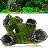 HPiano Aquarium Rock Cave Dekoration mit Grün Gras für Fische Garnelen...