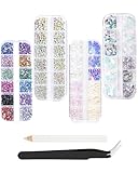 4 Boxen Strasssteine, Halbrunde Perlen Nägel Strasssteine, Pailletten, AB...