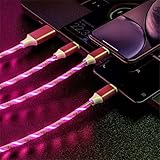 Wyjuan Rotes 3-in-1-Multi-Ladekabel, LED, fließendes rotes Licht,...