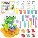 USHOP 34 Stück Knete Dough Set für Kinder,Dinosaurier Nudelmaschine...