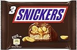 Snickers Schokoriegel, Erdnüsse, Karamell,Eine Packung á 3 Riegel (1 x...