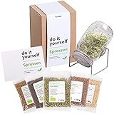 Foodist Sprossenglas Keimglas Set inkl. 5 x Bio-Gemüse im Saatgut-Mix mit...