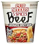 Nissin Cup Noodles – 5 Spices Beef, Einzelpack, Soup Style Instant-Nudeln...