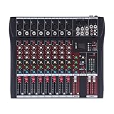 8 Kanal Audio Mixer, 48V Phantomspeisung Dreiband-Equalizer, DJ Soundboard...