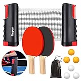 FBSPORT Tischtennis Set Profi, 2 Tischtennisschläger + Einziehbarem Netz +...