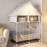 ZHANGXAO Kaninchenkäfig für den Innenbereich, Kaninchenstall mit tieferem...
