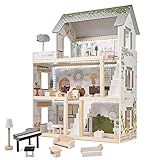 XXL Puppenhaus aus Holz mit LED Beleuchtung | Große Puppenstube mit...