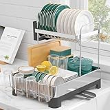 Kitsure Abtropfgestell Geschirr – 2-Tier rostfreies Abtropfgestell mit...
