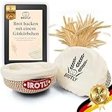 BROTLY - Gärkörbchen Set – Baumwolle rund & oval, lebensmittelecht TÜV...